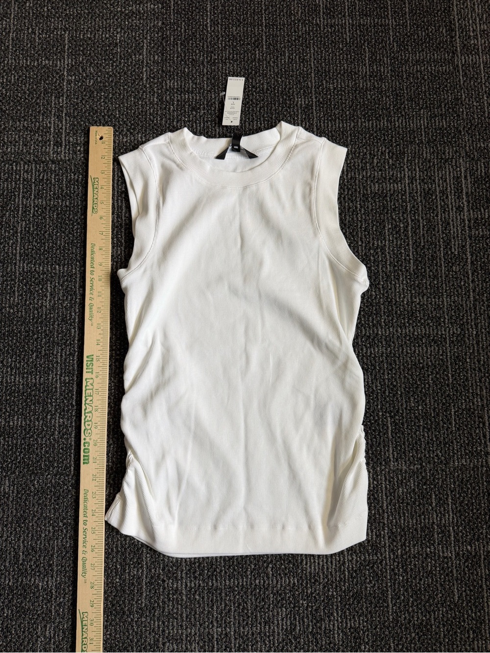 WHBM FORME™ Ribbed Stretch Ruched Side Tank White Large NWT